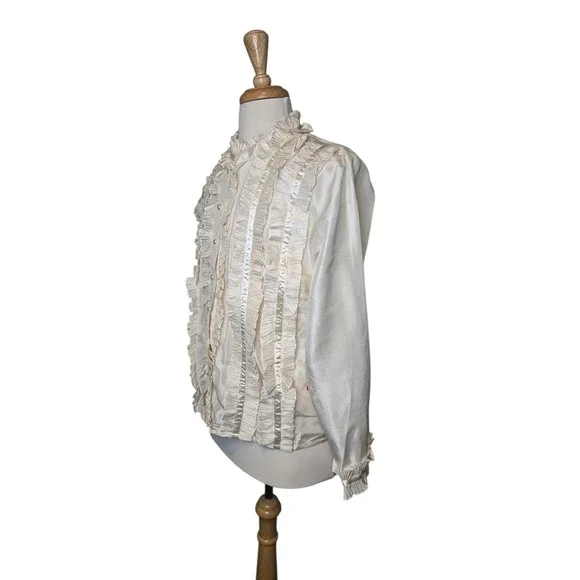 Vintage Simon Chang 100% Silk Ruffle Blouse Victorian Romantic Size 10 - Picture 3 of 9